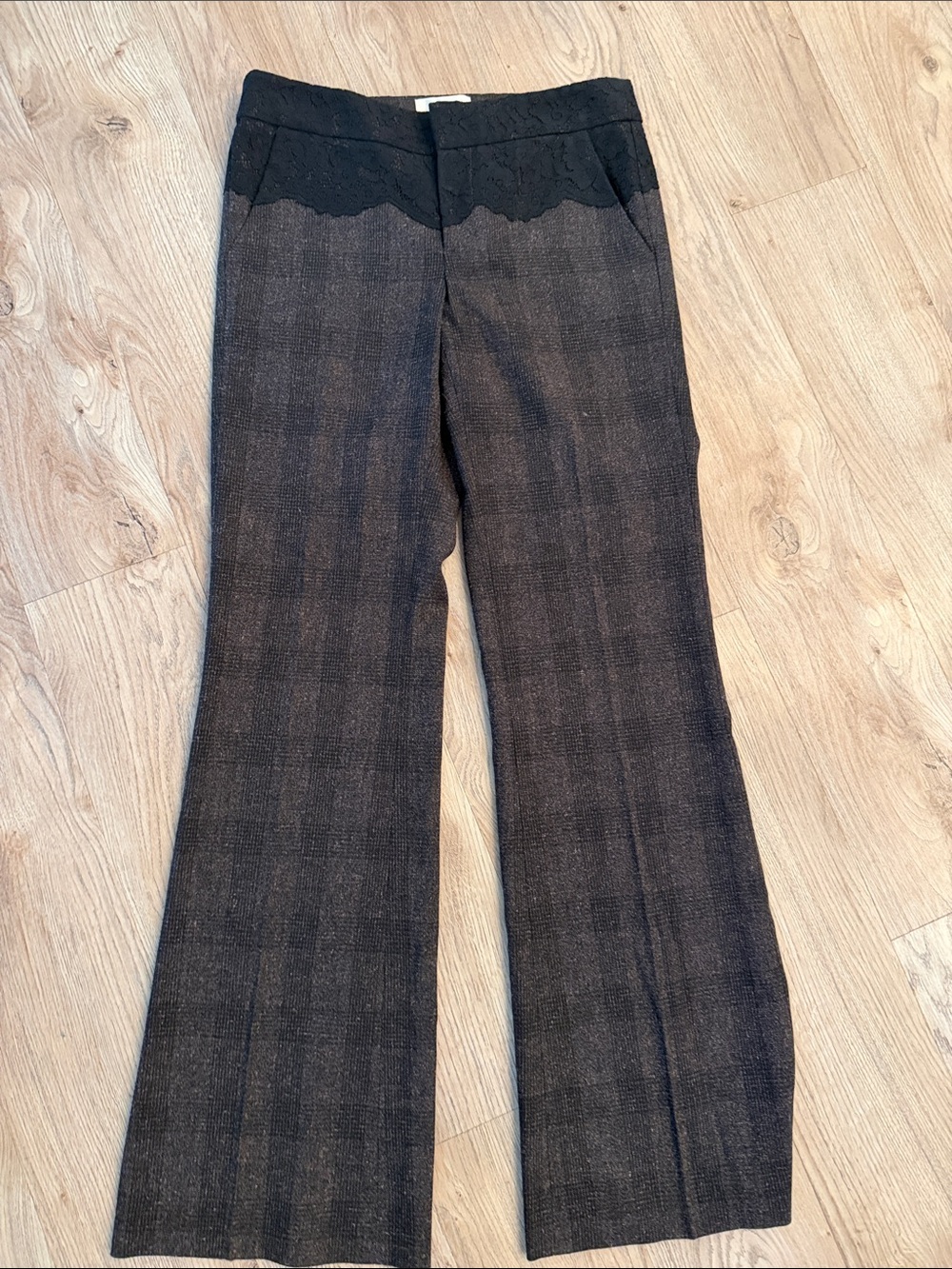 elevenses Black and Charcoal Plaid Wide-Leg Pants